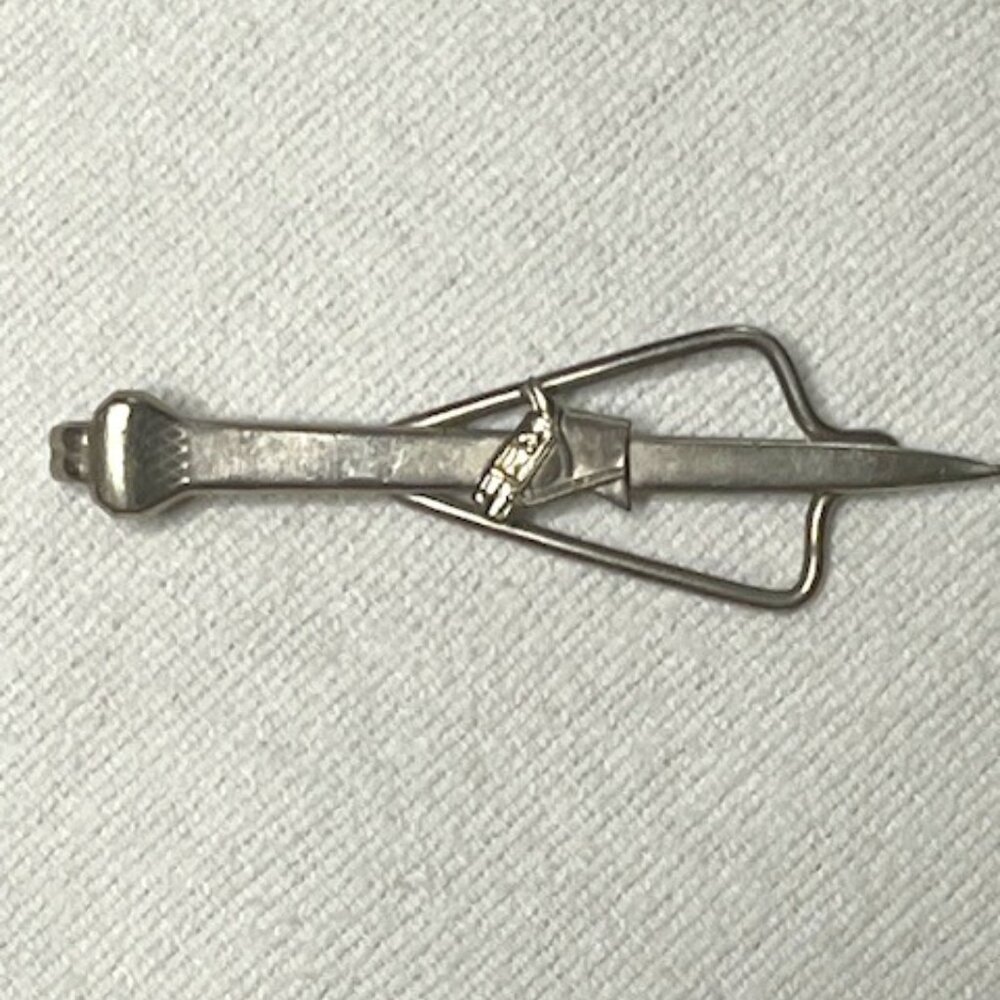 VTG Silver Tone Horse Head Equine Money Tie Clip Bar 2.5"